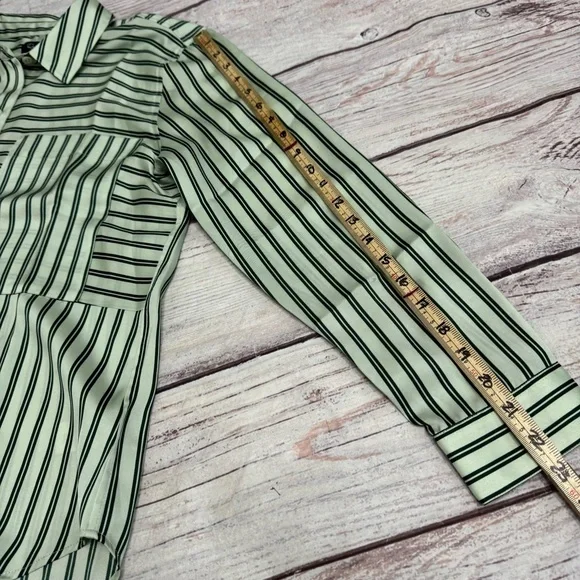 Rails River Eden Stripe Satin Long Sleeve Shirt Two Tone Green Size M NEW - Picture 5 of 8